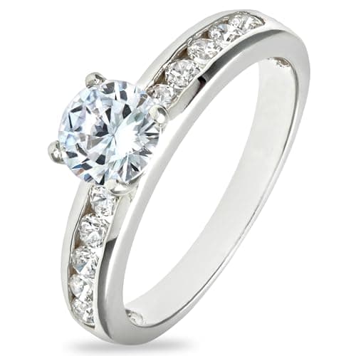 Image of Citerna White Sterling Silver Rings - Premium Quality Engagement Rings for Women Embellished with Cubic Zirconia - Stunning and Durable Wedding Rings for Women Size H