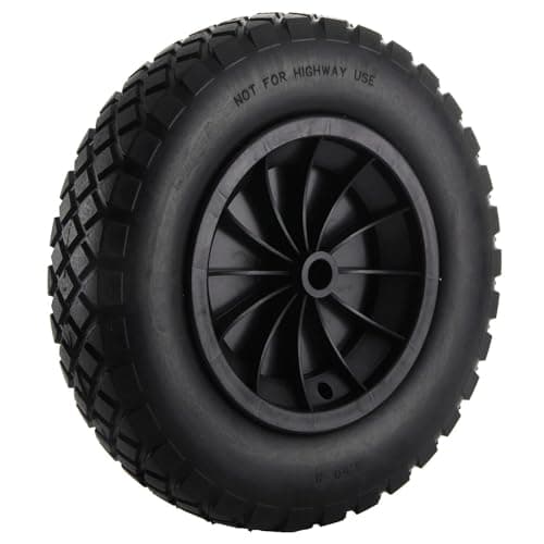 Image of CROWNSHOP 14" Wheelbarrow Wheel PU Puncture Proof Solid 3.50-8 Wheel Solid Tyre Rim Wheels Tyre Heavy Duty Replacement Tire for Garden Trolley Barrow Go Cart