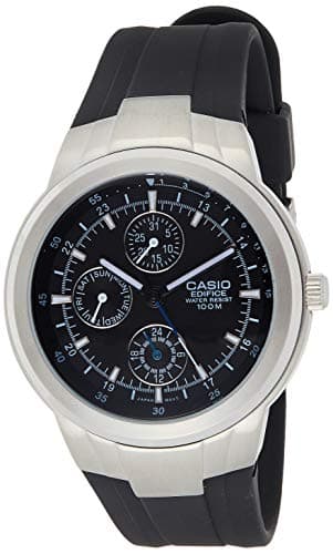 Image of Casio Men's EF305-1AV Edifice Multifunction Watch with Black Resin Band, Black, Dress