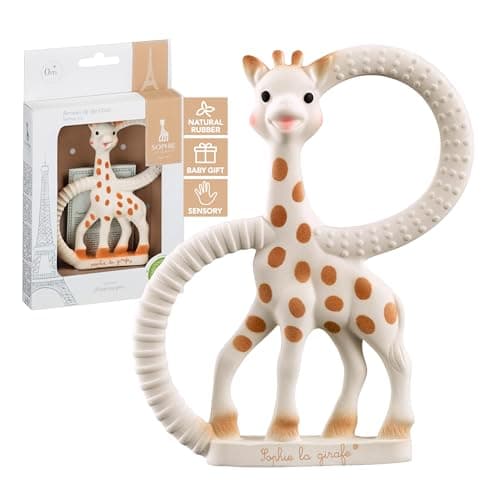 Image of Sophie la girafe Baby Teething Ring, 100% Natural Rubber Phthalate-free Easy to Grip Baby Teether, Suitable for Newborn Babies