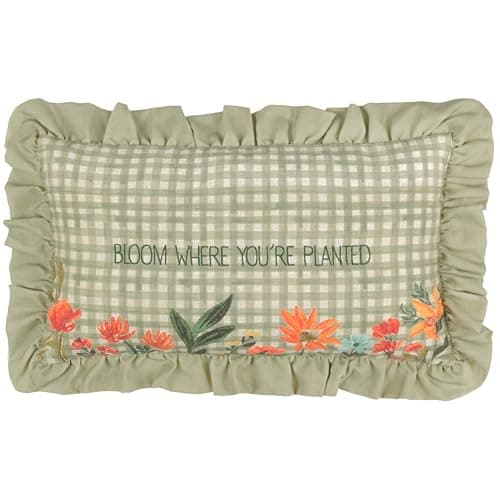 Image of furn. Meadow Haze Embroidered Ruffle Cushion Cover - Green - 30x50cm