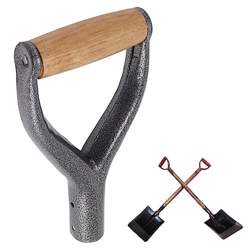 Image of Culnflun Shovel Handle, D-Shaped 1.22 Inch I.D. 9.05 Inch Length Replacement Shovel Handle, Ergonomic Design with Wooden Handle Garden Digging Rake Tool (Silver)