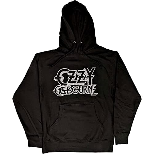Image of Ozzy Osbourne Hoodie Vintage Band Logo Official Mens Black Pullover L