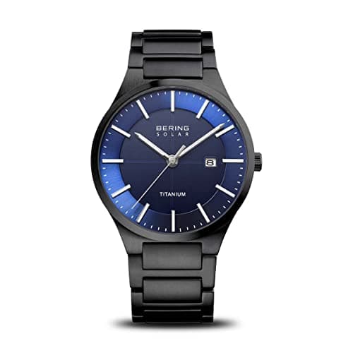 Image of BERING Men Analog Solar Collection Watch with Titan Strap and Sapphire Crystal 15239-727, Black, 39