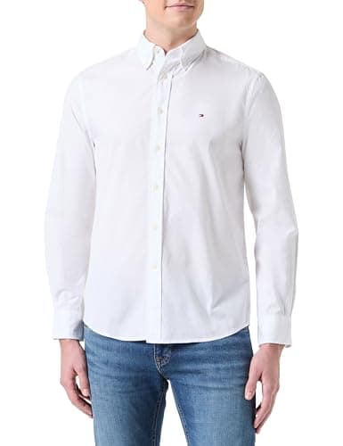 Image of Tommy Hilfiger Men's CORE Flex POPLIN Solid RF Shirt MW0MW39988 L/S Shirt, White, S