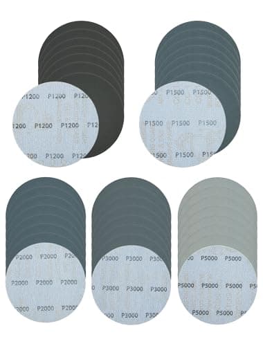 Image of 115mm Hook-and-Loop Sandpaper Disc, 40Pcs Wet/Dry Sanding Pads 4.5" Silicon Carbide Flocked Sandpaper for Polishing Automotive Metal Mirror Jewellery(1200/1500/2000/3000/5000 Grit)