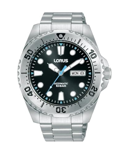 Image of Lorus Men's Analogue Automatic Watch with Stainless Steel Strap, Silver/Black, Silver/Black, Standard Size, Classic