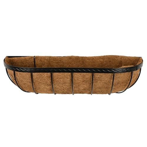 Image of Smart Garden 60cm 24 Inch Saxon Metal Wall Trough Basket Black Planter Liner