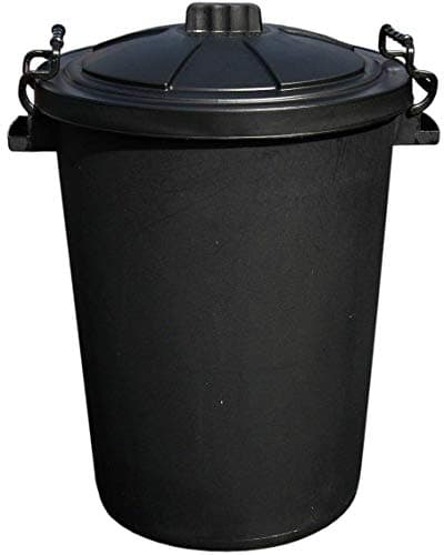 Image of OptiProducts Black 50L 50 Litre Extra Large Heavy Duty Plastic Bin Dustbin, Storage Unit with Locking Lid for Home Garden Rubbish Waste Animal Feed