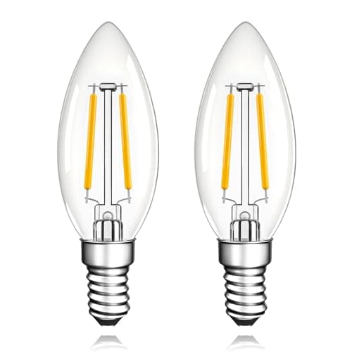 Image of Century Light E14 LED Bulbs, 25Watt Candelabra Light Bulbs Warm White 2700K, 2W Vintage Chandelier Filament Light Bulbs, Candle Lamp for Home or Commercial Decor Ceiling Fan,No Flicker,220V,200LM,2pcs