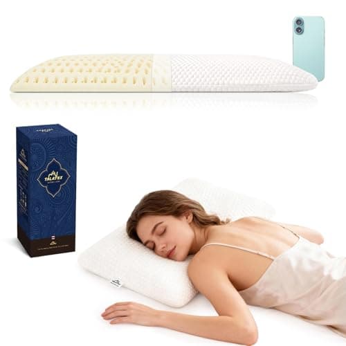 Image of Talatex 7cm Thin Pillow for Front Sleepers - Natural Latex, Neck Pain Relief & Breathable Support | Ergonomic Slim Profile | Washable Cover | Perfect Sleep Gift | Medium Firm Support