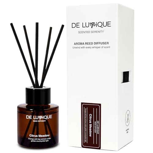 Image of De Lumique Luxury Reed Diffuser – Citrus Meadow Scent with Orange, Lemon, Thyme & Hay – Long-Lasting Diffusers for Home, Premium Essential Oils for Bedroom, Bathroom & Office