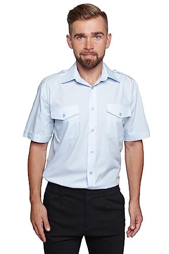 Image of Mirabella Health & Beauty Men's Pilot Shirt Short Sleeve Sky Blue 18''
