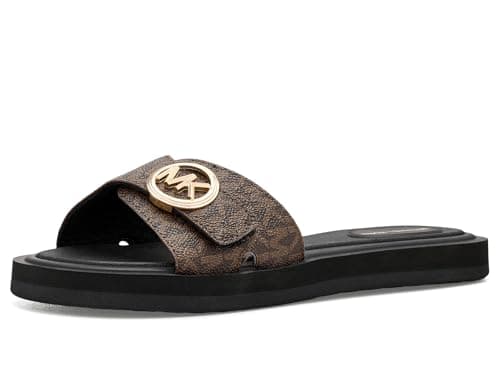 Image of Michael Kors womens Mk Pool Slides, Brown, 6