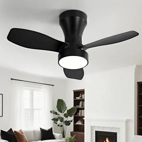 Image of HARPER LIVING Ceiling Fan Light with Remote, 40W 2100LM LED Dimmable Fan Lamp, 3 Colours, 3 Speeds & 2 Timers, Detachable Compact Fan Light Ceiling for Bedroom Living Room Home Office, Black