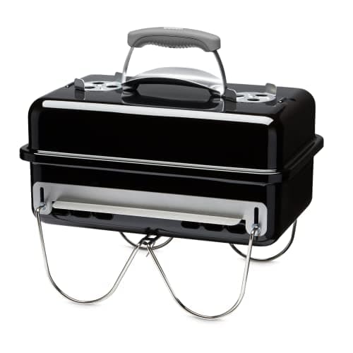 Image of Weber Go-Anywhere Charcoal BBQ/Portable Grill with Folding Legs, Compact Design for Camping & Picnics, Durable Enamel, Precise Airflow Control, 42 x 26 cm Cooking Area, Black