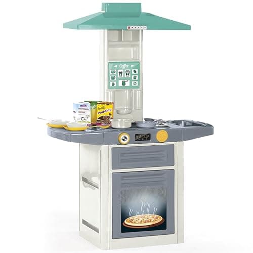 Image of """Dolu Kitchen Kids Play Set, Includes Kitchen Accessories, Green White, and Grey Theme, Kids activity toy, play set for kids ages 3 years and up, 100x71.5x30.5 cm"""