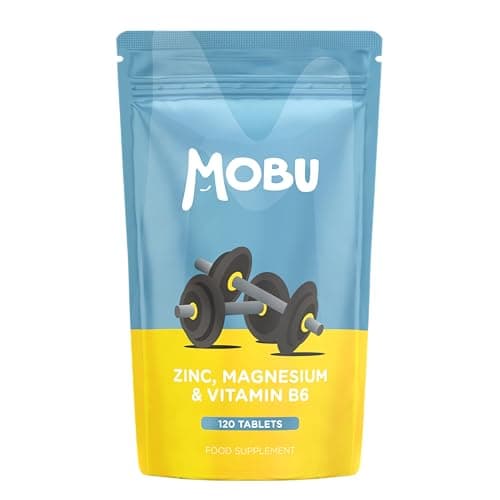 Image of Zinc and Magnesium 120 Tablets | with Vitamin B6 | Normal Muscle Function & Energy Yielding Metabolism | Muscle Growth & Sleep Support | Vegan MOBU UK