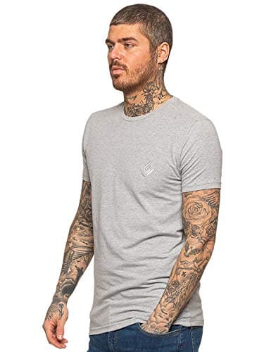Image of EZTS581 Enzo Mens Slim Fit T Shirt Muscle Fit Stretch Tee Gym Crew Neck Short Sleeve Top Grey S