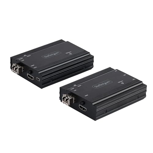 Image of StarTech.com 4K HDMI KVM Extender over Fiber - HDMI Video & USB Remote KVM Switch/Console Extender - up to 984ft/300m (MultiMode) - 2x 10G MMF SFP+ modules - KVM Extension Kit (TX/RX) (SV565FXHD4KU)