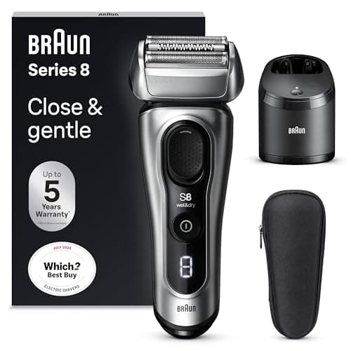 Image of Braun Series 8 Electric Shaver for Men, 4+1 Shaving Elements & Precision Long Hair Trimmer, SmartCare Center, Wet & Dry Electric Razor For Men with 60 Min. Runtime, Gifts for Men,8567cc, Silver
