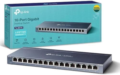 Image of TP-Link TL-SG116 16-Port Desktop Gigabit Network Switch, Green Power-Saving Ethernet Splitter, Support 802.1p/DSCP QoS and IGMP Snooping Function, Wall-Mounting Design, Plug & Play