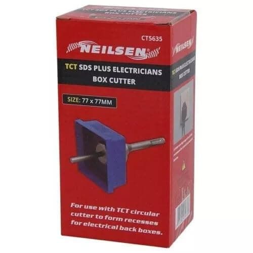 Image of TCT SDS Plus Electricians Box Cutter – Single, Double Socket & Circular Back Box Cutter Square Circular Rectangle for Masonry (Square 77x77 mm)