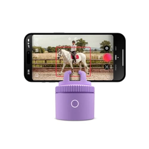 Image of Pivo Equestrian Pod Standalone Auto Tracking Phone Holder, Face, Body & Horse Tracker, 360° Rotation, 6 Speed, Stand for Video Recording (Purple)