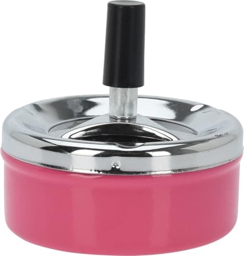 Image of OrionMart Stainless Steel Tabletop Push Down Cigarette Spinning Ashtray with Lids | Windproof and Odor Free Cool Ashtray | For Home Indoors and Outdoors