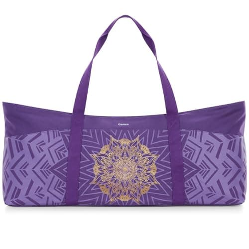 Image of Gonex Yoga Mat Bag, Extra Large Canvas Gym Bag with Waterproof Pocket Metal Zipper, Fits Mat & Blocks, Stylish Yoga Mat Carrier for Women, Ideal for Yoga, Pilates, Workout, Travel, Purple