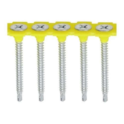Image of TIMCO 00045COLLSD Collated Self Drilling Drywall Screw 3.5 x 45 - Zinc (Box of 1000), Silver
