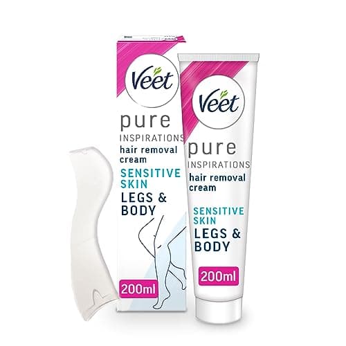 Image of Veet Pure Sensitive Hair Removal Cream 200 ml - Leg Depilatory for Smooth, Exfoliated, and Hydrated Results with Shea Butter