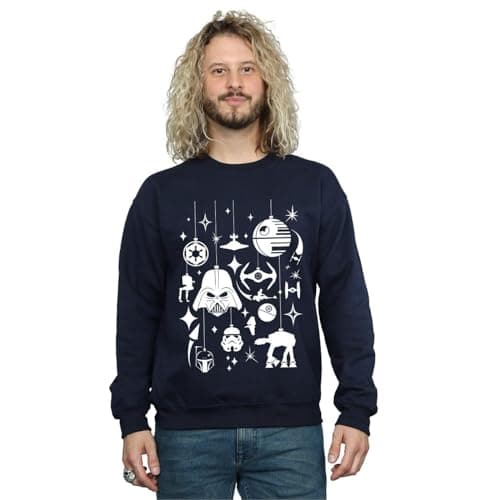 Image of Star Wars Men's Christmas Stockings Sweatshirt Large Navy Blue