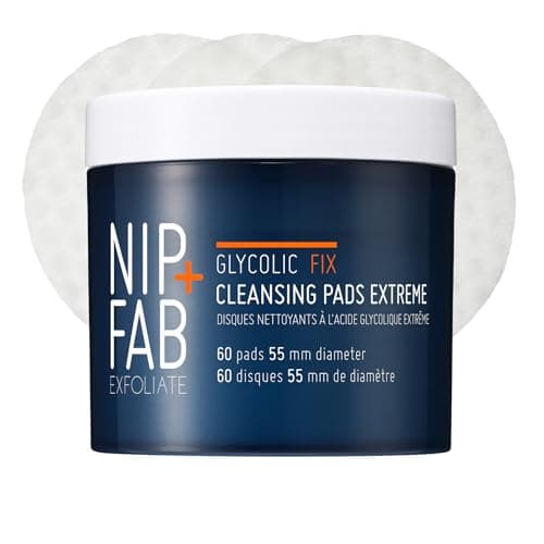 Image of NIP + FAB Glycolic Fix Night Pads Extreme – 5% Glycolic Acid Exfoliating Facial Pads with Salicylic Acid (BHA) for Resurfacing, Deep Pore Clearing & Skin Radiance, 60 Pads