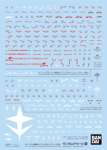 Image of Bandai Spirits Gundam Decal No.143 HG 1/144 Mobile Suit Gundam Flashing Hathaway General Purpose 2 Water Transfer Decal