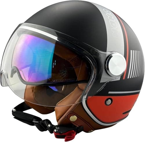 Image of ViPER RSV19 Open Face Motorbike Helmet - Scooter Motorcycle Crash Jet Helmet for Men Women with Sun Visor - Electric Bike & Road Bike Road Legal ECE 22.06 Approved Motorbike Helmets