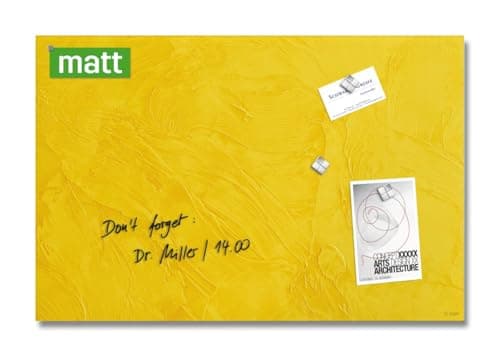 Image of SIGEL GL393 Premium Glass magnetic Board, matt surface, 60 x 40 cm, easy mounting, Yellow - Artverum