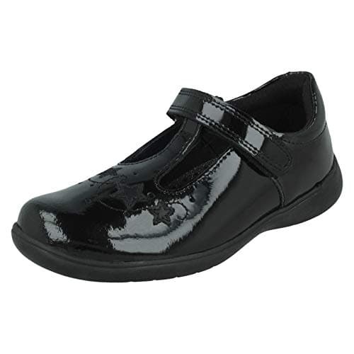 Image of Girls Startrite T-Bar School Shoes Star Jump - Black Patent - UK Size 10.5E - EU Size 28.5 - US Size 11.5