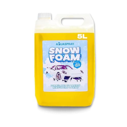Image of Aquaspray® Snow Foam Car Shampoo For Pressure Washer 5L Litres Concentrated Thick Foam Car Soap & Detergent | Safe Auto Car Wash For All Exterior Types | Removes Dirt Wax Grime (Arctic White)