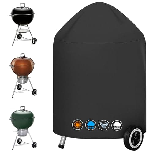 Image of Sonharlar Kettle BBQ Cover for Weber 47 CM-600D Charcoal Grill Cover for Weber Barbecue, Heavy Duty & Waterproof PU Covers for 47 CM Master Touch Charcoal Grill, Original Kettle Grill(Φ50x81cm)