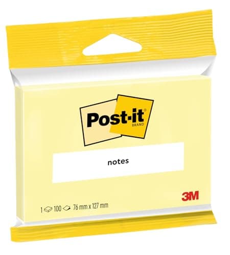 Image of Post-it Notes, Canary Yellow, Hangable Flow Packs, 1 Pad, 127 mm x 76 mm, 100 Sheets - Extra Sticky Notes for Walls, Monitors and Fridge