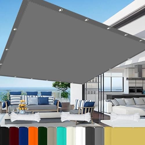 Image of Sun Shade Sail Poles 3 x 5 m Pes Polyester,98% UV Block Sunscreen Awning with Free Rope with Grommets Pes Sail Shades Fence Pergola Balcony, Light Grey
