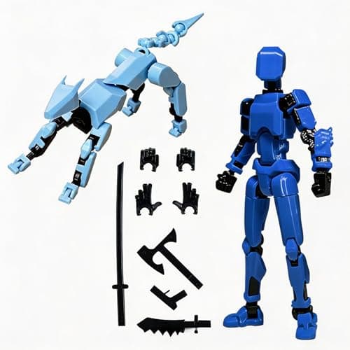 Image of 2pcs T13 Action Figure Robot Activity Model Dog with Articulars Multi-Jointed Movable Robot 3D Printed Mannequin Dummy 13 Animal 3D Printed DIY Model Lucky 13 Titan 13 desktop decoration (blue-blue)