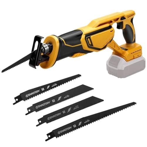 Image of Reciprocating Saw Compatible with Dewalt 18V 20V, Brushless Cordless Wood Saw Electric, Electric Saws to Cut Metal, for PVC Cutting 4 Sawing Blades (No Battery)