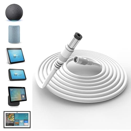 Image of Tonton 30W DC Extension Cable 3M/10ft for Echo Devices, Compatible with Echo Show 15, Echo Show 10(3rd Gen), Echo Show 8, Echo (3rd/4th Gen), Echo Show(2nd Gen), Echo Plus(2nd Gen), White