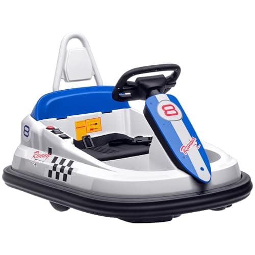 Image of HOMCOM Kids Bumper Car 360° Rotation Spin Waltzer Car 6V Electric Ride On Car with 2 Speeds, Music, Lights for 18-48 Months - White