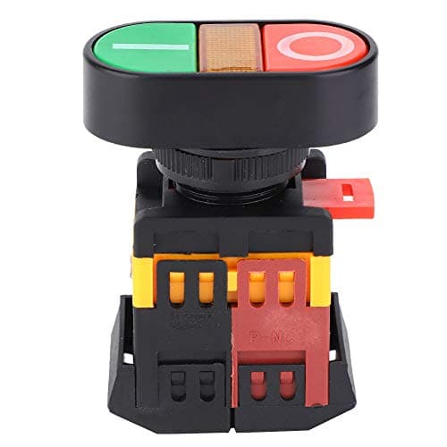 Image of Walfront Double Push-Button Switch, Momentary NO+NC with LED Light, On/Off Control, Red or Green Buttons, ABS Housing, 10A 220V 2200W, 1-Way 2 Position Push Button Control
