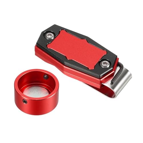 Image of TA-VIGOR Magnetic Billiard Chalk Holder with Belt Clip, Round Aluminium Alloy Pool Cue Chalk Tip Holder Case, Portable Snooker Chalk Holder for Billiard Pool & Snooker, Red