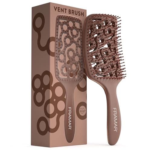 Image of FRAMAR Professional Vented Hair Brush Women – Wet Hair Brush For Blow Drying, Hairbrushes For Women, Hairbrush, Vent Brush, Vented Design For Faster Blow Drying - Chocolate