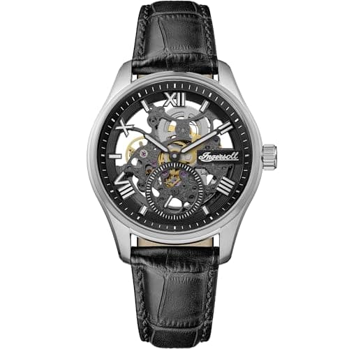 Image of Ingersoll The Maverick Mens 48mm Automatic Watch with Black Dial and Black Leather Strap I17401
